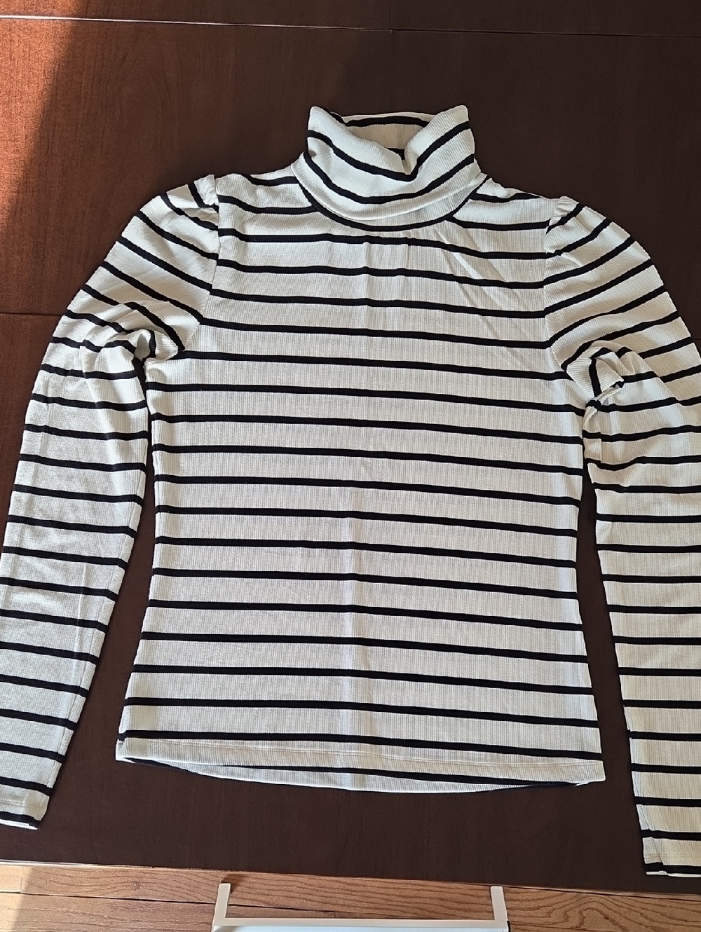 Striped Turtleneck Long Sleeve Top - Black & White